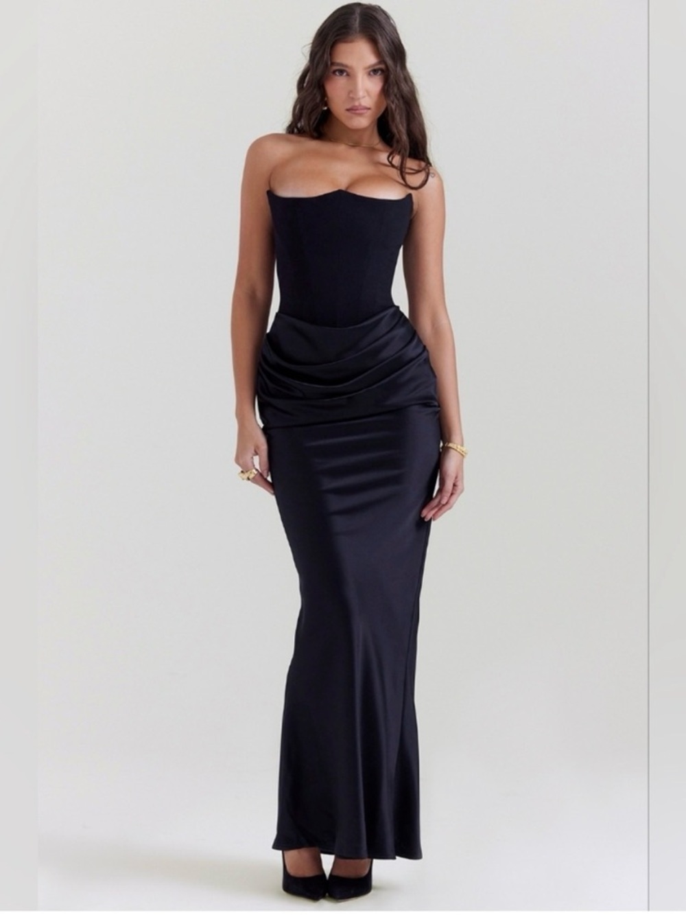 House of CB Black 'Persephone' Maxi Strapless Dress corset - Picture 8 of 9